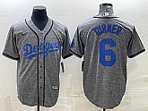 Men's Los Angeles Dodgers #6 Trea Turner Grey Gridiron Cool Base Stitched Baseball Jersey,baseball caps,new era cap wholesale,wholesale hats